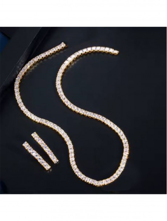 Rhinestone Crystal Necklace and Earrings Set